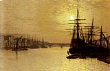 John Atkinson Grimshaw The Thames Below London Bridge painting